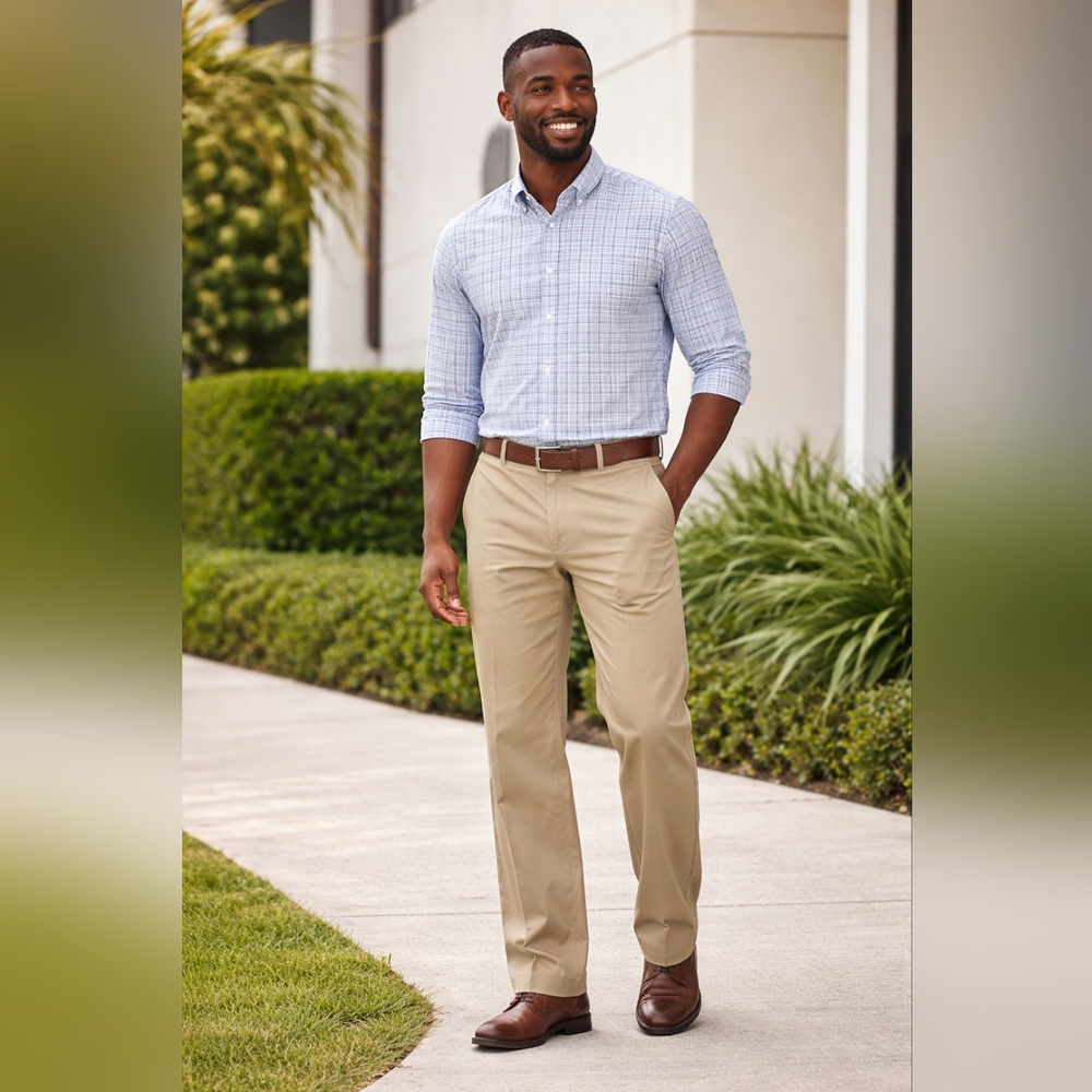Haggar 40x32 Straight Fit Men's Ultimate Travel Khaki Pants